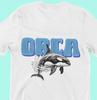 Orca T-Shirt, Blue Sea Killer Whale Print, Marine Life Tee