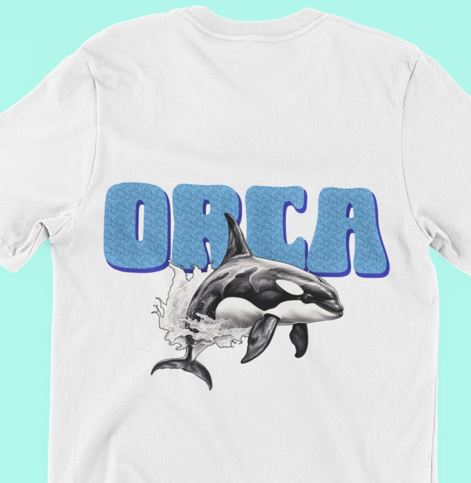 Orca T-Shirt, Blue Sea Killer Whale Print, Marine Life Tee 3XL