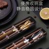 Stainless Steel Portable Tableware Wooden Chopsticks Spoon Fork Set Student Outdoor Picnic Convenience Box Three-piece Set