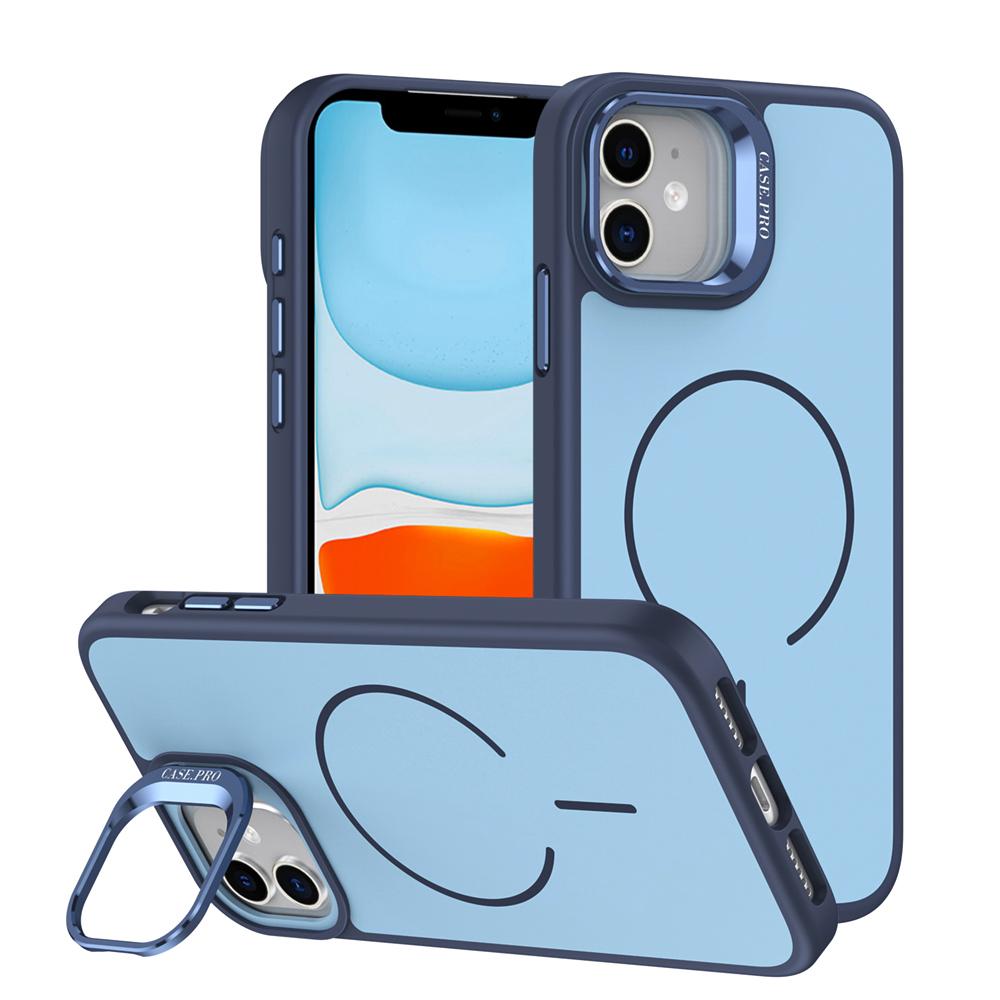 KEYSION Matte Skin Feel Lens Stand Phone Case for Magsafe for iPhone 11 12 Pro Max Magnetic Wireless Charging Shockproof Cover