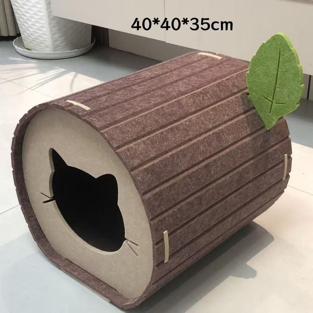 Cat Tree Hole & Villa Felt Four-Season Universal Semi-Enclosed Cat Bed – Integrated Cat Scratching Board & Climbing Frame Warm Nest
