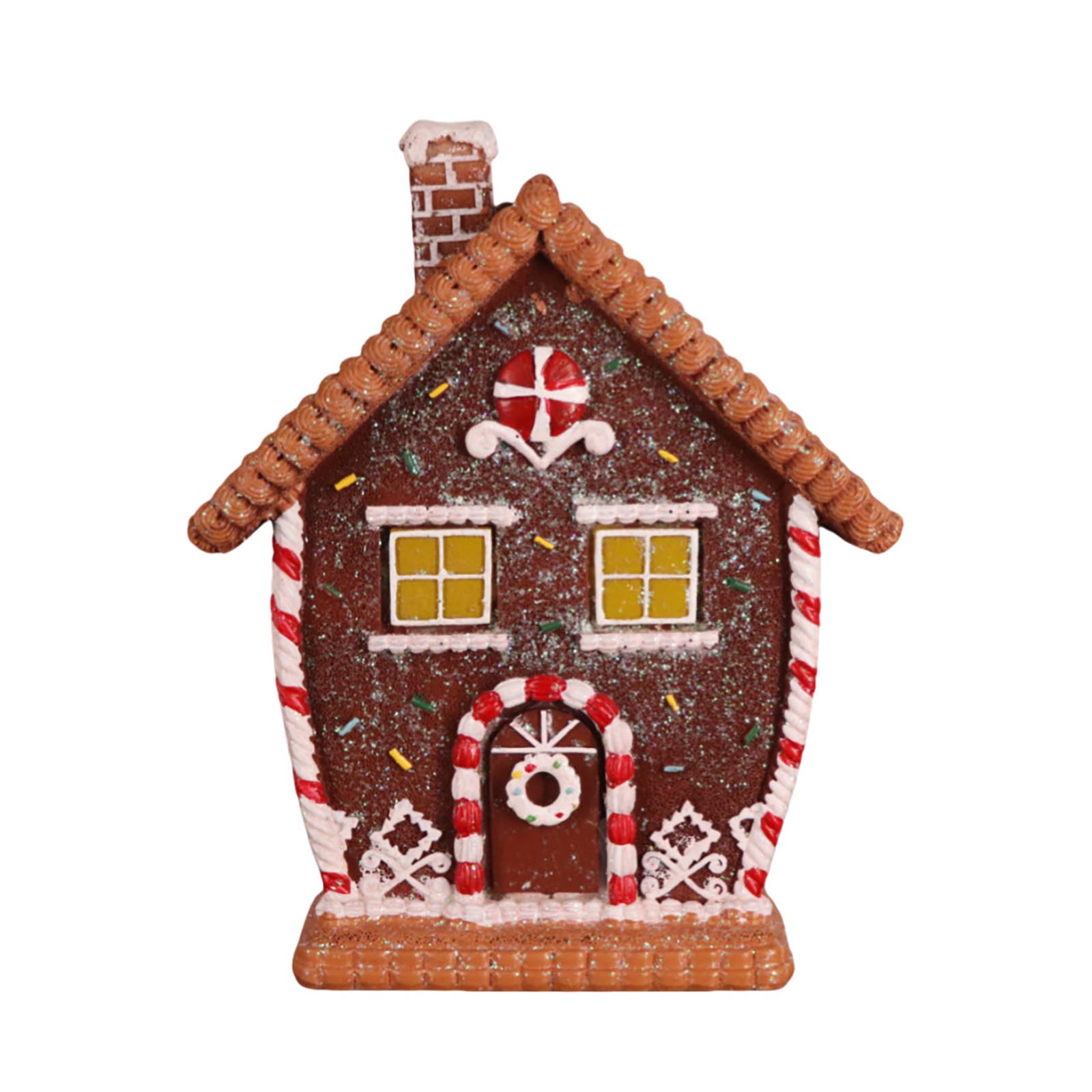 

Christmas Gingerbread House Resin Ornaments Home Holiday Party Living Room Desktop Christmas Luminous Decorations One Size