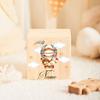 Customized name wooden piggy bank animal with hot air balloon pattern piggy bank personalized antique style gift