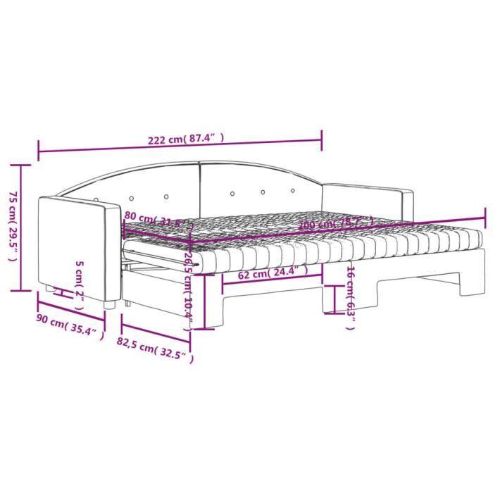 VidaXL Lit de jour avec gigogne et matelas vert foncé 80x200cm velours 3197320