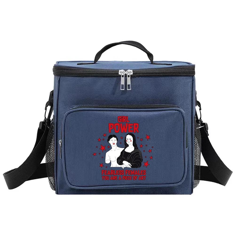 Student Storage Boxes Cooler Shoulder Lunch Bags Thermal Organizer Handbag Outdoor Camping Portable LunchBox Sculpture Printing