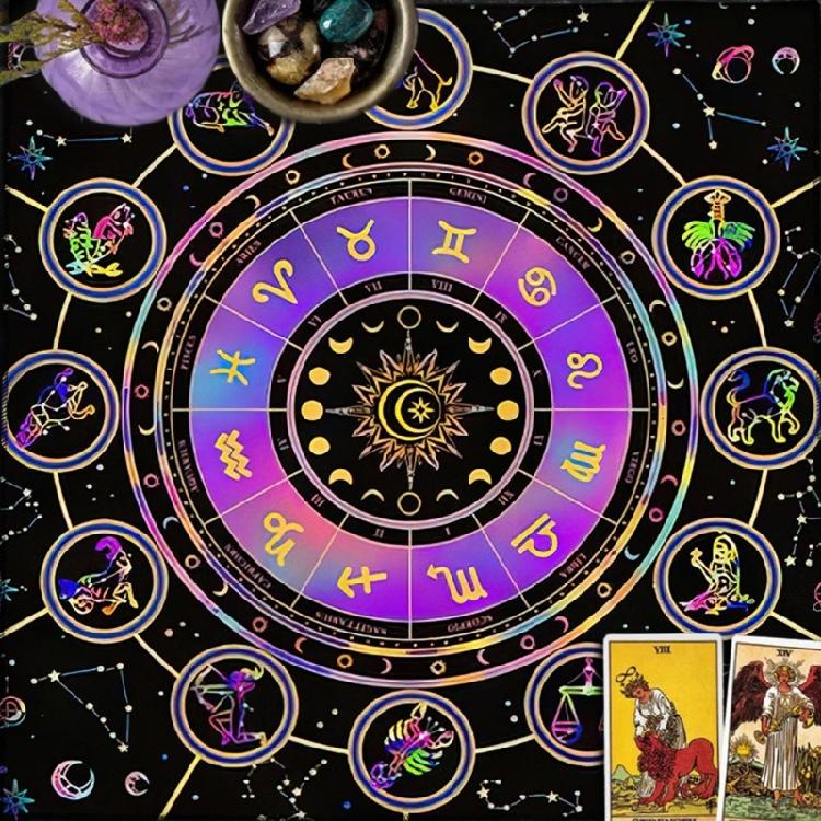 Divinations Tablecloth Constellations Moonphases Tarot Tablecloth Altars Cloth