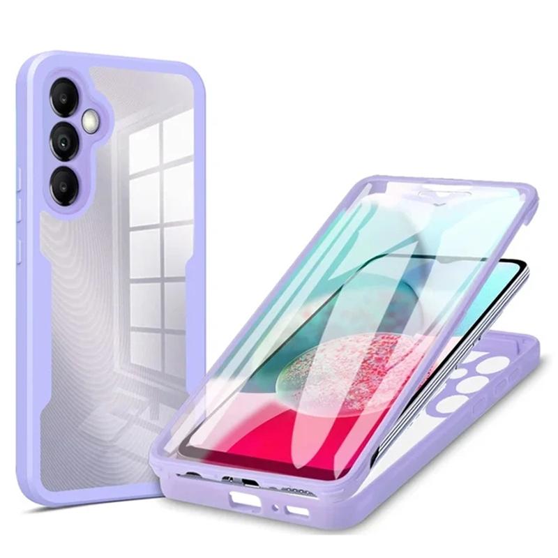 Candy Color Frame 360 ​​Doppelhülle für Samsung Galaxy A05S A15 A25 A35 A55 A04S A14 A24 A34 A54 A33 A53 A73 5G S23 S24 Ultra Plus Weiche Vorderseite Rückseite