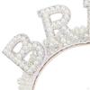 Bride Headband with Veil Rhinestones Tiara Costume Headpiece Party for Bachelorette Women