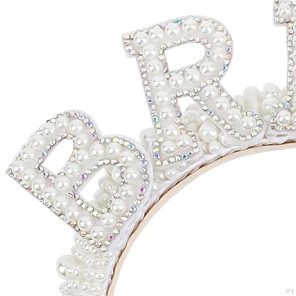Bride Headband with Veil Rhinestones Tiara Costume Headpiece Party for Bachelorette Women