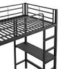 Metal Bed Loft Bed 90x200cm No Mattress with Desk Socket And USB Children Multiple Shelves Open Storage Cabinet Railing Ladder Iron