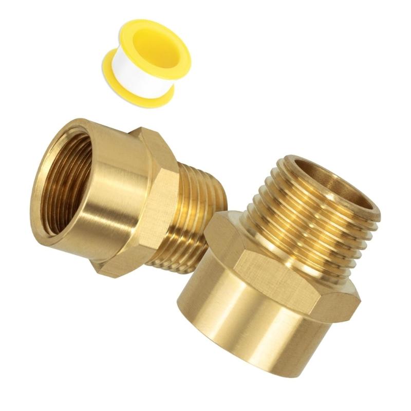 2PCS Brass G1/2 BSP Female To 1/2Inch NPT Male Thread Pipe Fitting Adapters