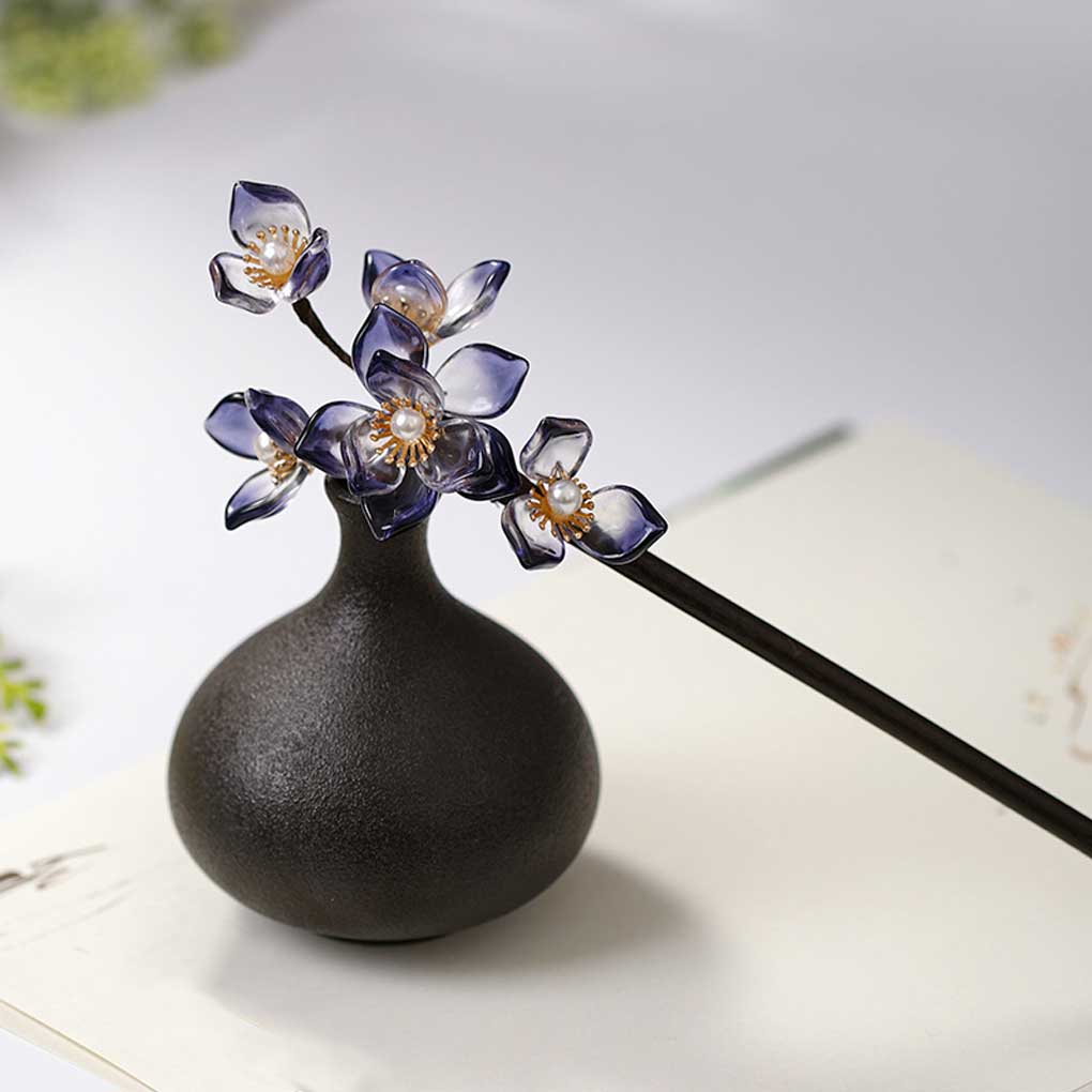 Women Flower Shaped Crystal Hairpin Portable Hair Stick Party Banquet Traveling Headwear Jewelry Birthday Gift