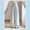 New Hot Season Milk Floral Suit Wide-leg Pants for Women In Hot Season High Waist Slimming Loose Ice Silk Floor Trousers