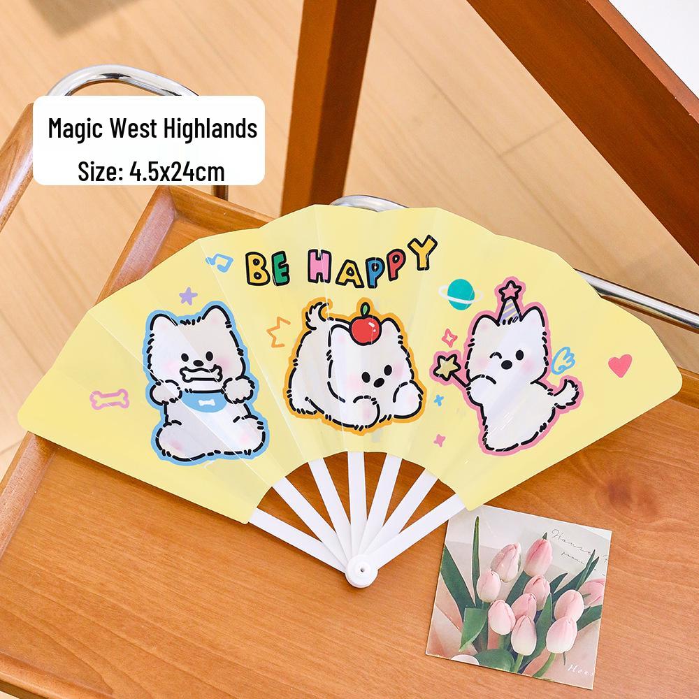 Adorable Foldable Cartoon Hand-Cranked Fan: High-Quality, Portable, Seven-Fold Design, Perfect Small Gift