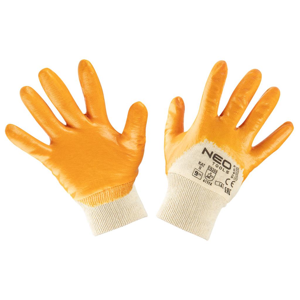 Work Gloves, Cotton, Partially Nitrile Coated, 4111X, Size 9