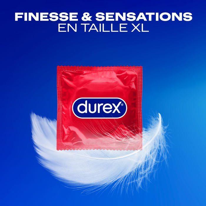Durex FEELING XL - 12 Préservatifs Fins et Extra Larges pour Homme, Largeur nominale 60mm