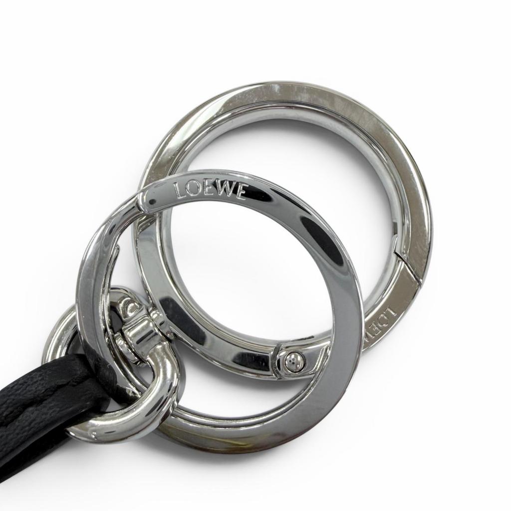 Great LOEWE Bag charm Anagram Keychain Keyring black leather Women C821232X02 Used
