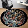 1pc Dragon Phoenix Office Round Area Rug, Indoor Mat Suitable For Office, Under Office Chairs Bedroom Living Room Home Decor, Room Deco