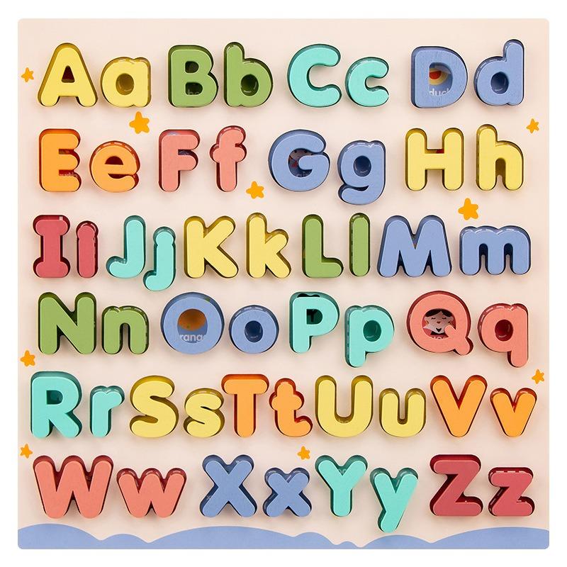 Wooden Upper Lowercase Letter Color Matching Cognitive Puzzle Early Educational Toy For Children