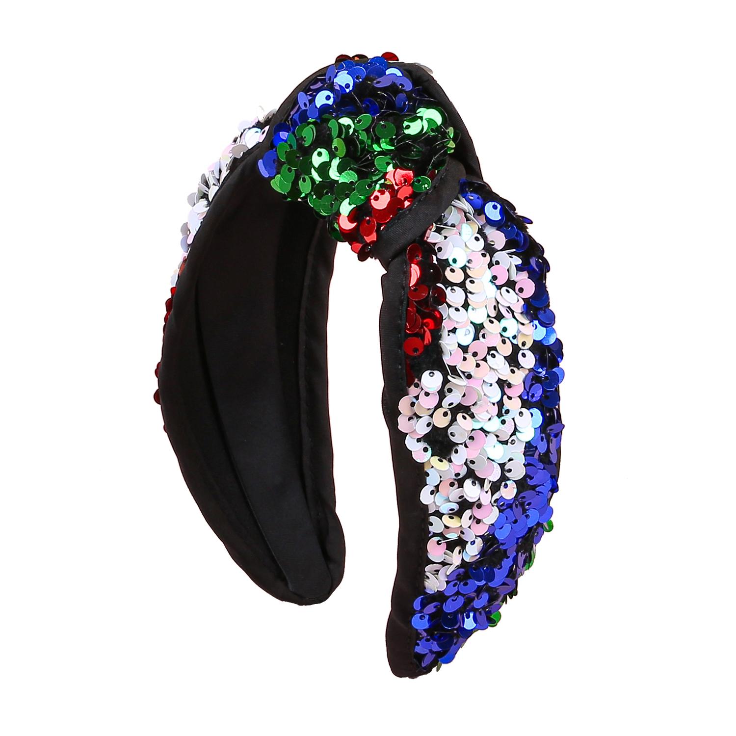 

Модные пайеточные повязки для волос с узлом, ширина 2,5 дюйма, блестящие повязки на голову, аксессуары для волос для взрослых женщин и девушек