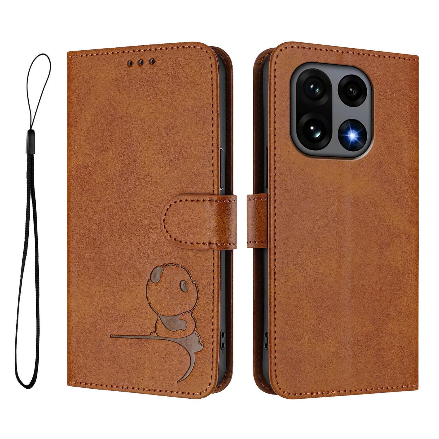 

For OnePlus 15 5G Case Panda Imprint RFID Blocking Wallet Leather Phone Cover with Wrist Strap