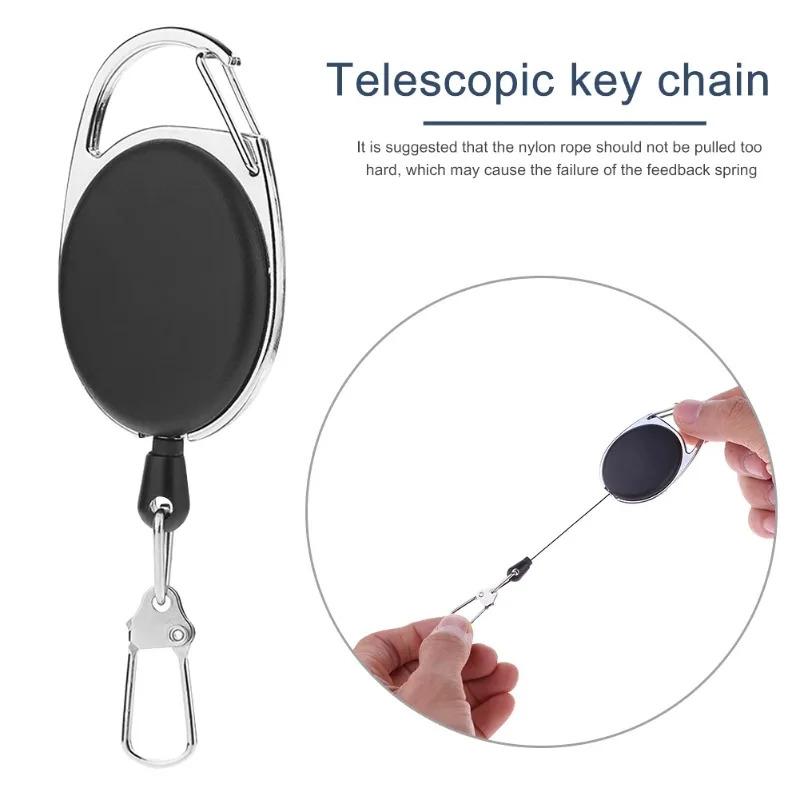 Retractable Keychain Badge Scroll ID Badge Holder Card Holder Backpack Lanyard Hiking Buckle Key Ring Retractable Tool