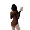 ins style swimsuit sexy deep V cover belly thin long sleeves conservative solid color simple one-piece swimsuit hot spring