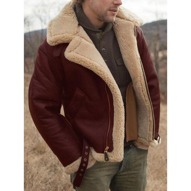 Thickened Fur All-in-one Men's Jacket Long Sleeve Artificial Fur
