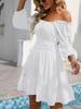 Elegant Spring-Summer Square Neck Ruffle A-line Dress