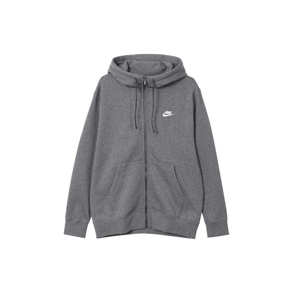 Nike Logo Embroidered Drawstring Hoodie With Long Sleeves Men Sweatshirt Gray BV2646-071