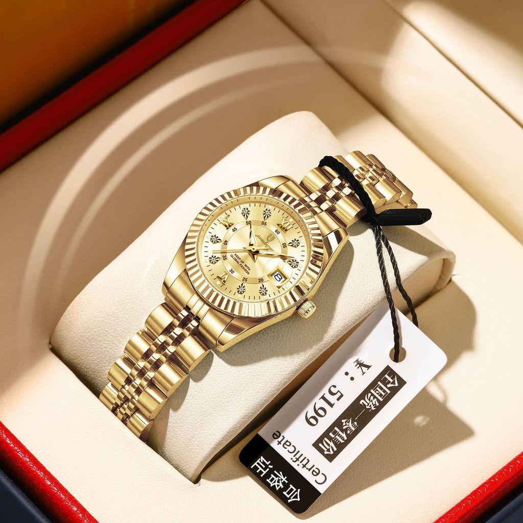 Swiss Ladies Watch Quartz Luminescent Calendar Waterproof For Gift And Fashion