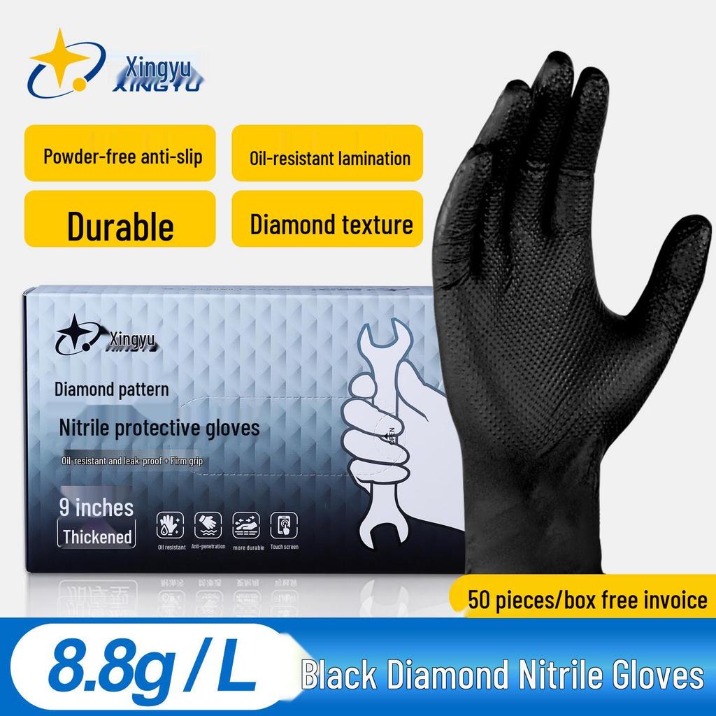 Star Universe FJ800 Extra Thick Nitrile Gloves - Oil Resistant, Waterproof, Non-Slip for Kitchen & Industrial Use
