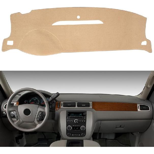 Dashboard Cover Dash Mat Compatible With 07-14 Chevy Tahoe Suburban Denali Avalanche GMC Yukon/XL,07-13 Chevy Silverado Sierra Without Dash Speaker