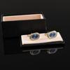Men's Cufflink Set, Rectangular Gold Embossed Blue Background Retro Cufflinks, Paired with Gift Boxes.