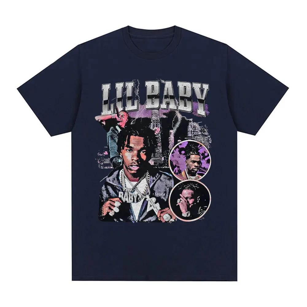 Hip Hop Rapper Lil Baby T-shirt Vintage Graphic Print Oversized T-shirts Fashion Aesthetic Short Sleeve T Shirts Streetwear Unisex