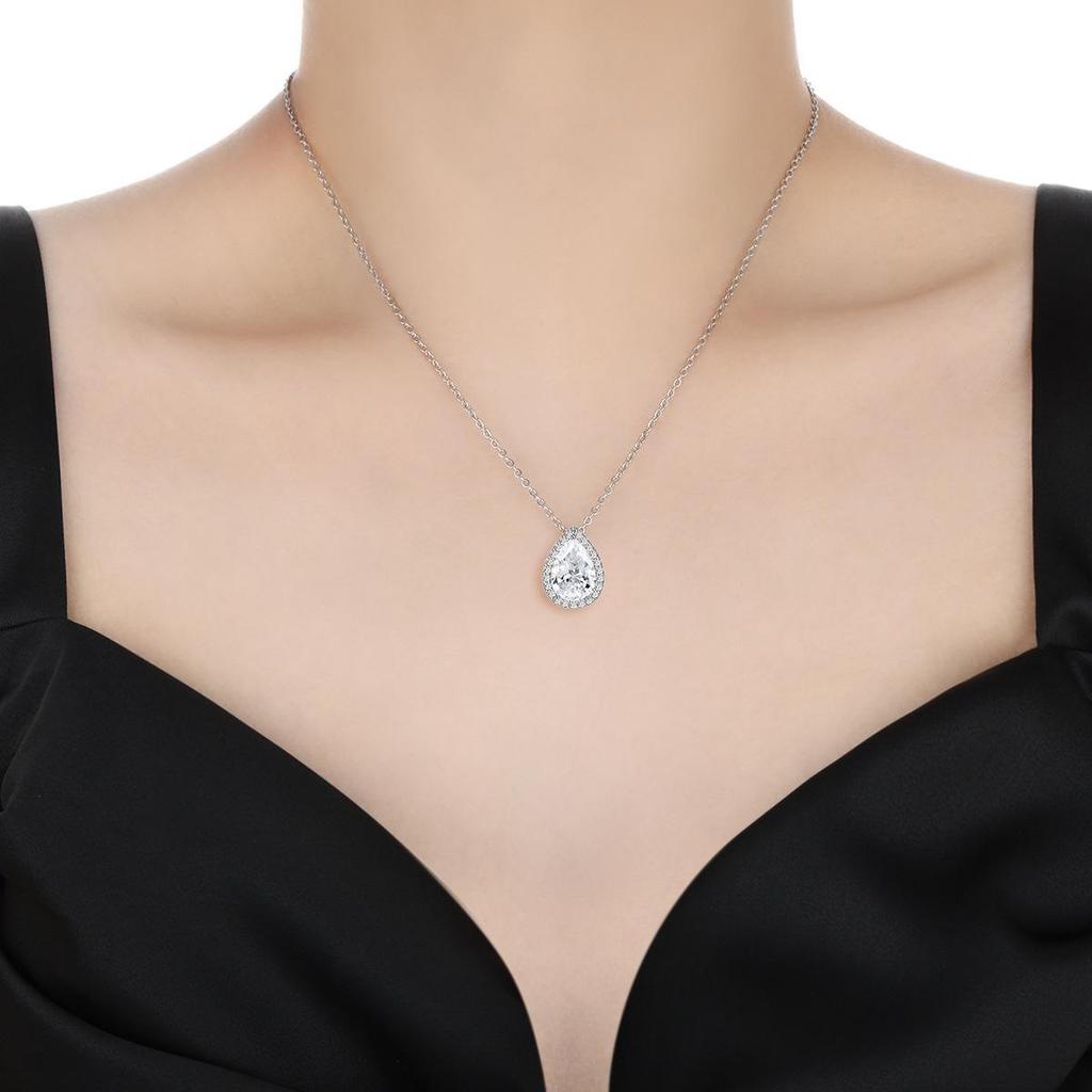 European & American Bridal Set: High-End Rhinestone Water Drop Zirconia Necklace