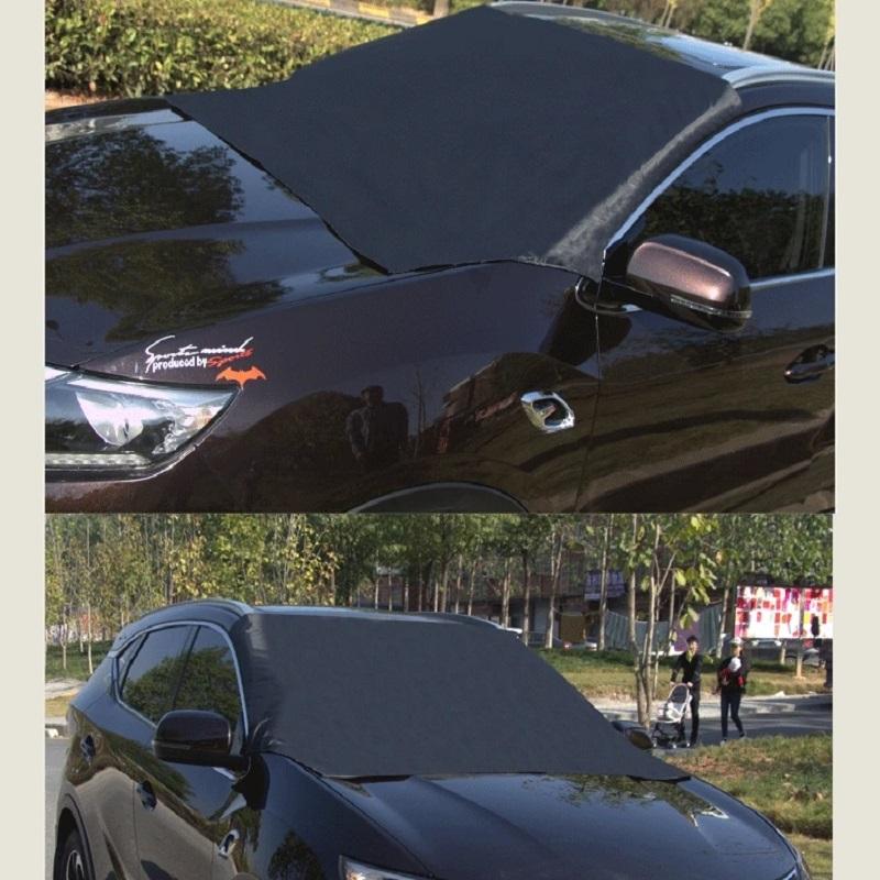 Car Snow Shield Insulation Half Cover Snow and Frost Shield Snow Shield with Magnet Coated Silver Cloth Shade for All Seasons