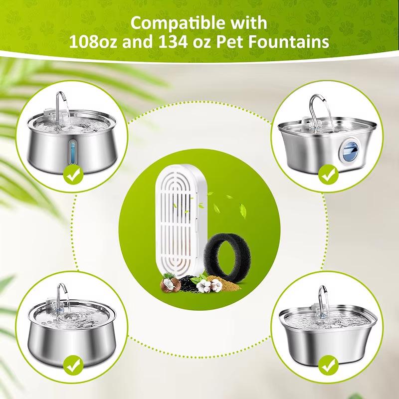 4L Paslanmaz Çelik Evcil Hayvan Su Sebili - Kediler için Akıllı Otomatik Sirkülasyon Filtresi