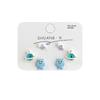 Cute Silver Needle Blue Monster Earrings Set: Asymmetrical Childlike Design with Exquisite Cat's Eye Stone.