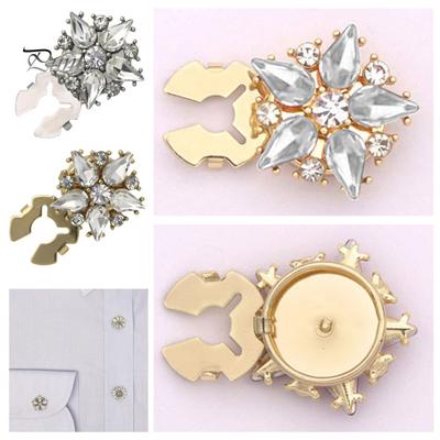 1/6 Stück Strass-Knopfabdeckungen, Ärmelknopfabdeckungen mit Blumenmuster, kein Nähen, sofortiger Knopfclip, Knopfverzierungen für Anzug, Smoking, Hemd, Smoking, DIY