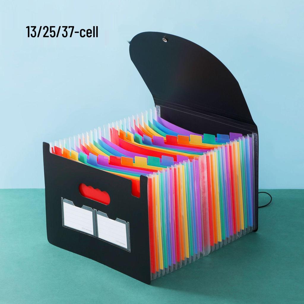 A4 Accordion File Folder with 25 Pockets, Color Inner Pages, and Lanyard Flap (PP Material)