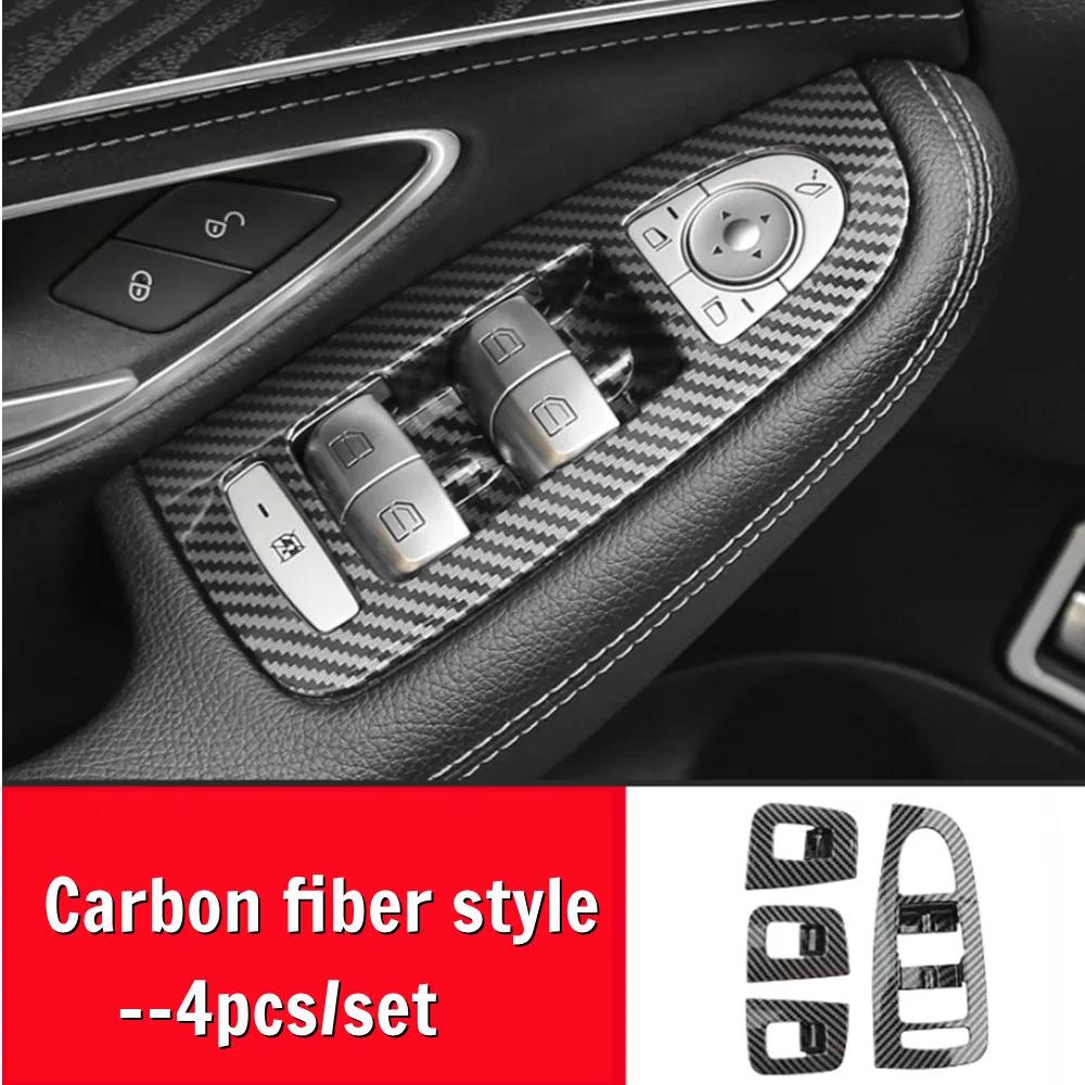 ABS Car Window Glass Lift Button Frame Trim Cover Stickers For Mercedes Benz C GLC Class W205 X253 Auto Interior Accessories