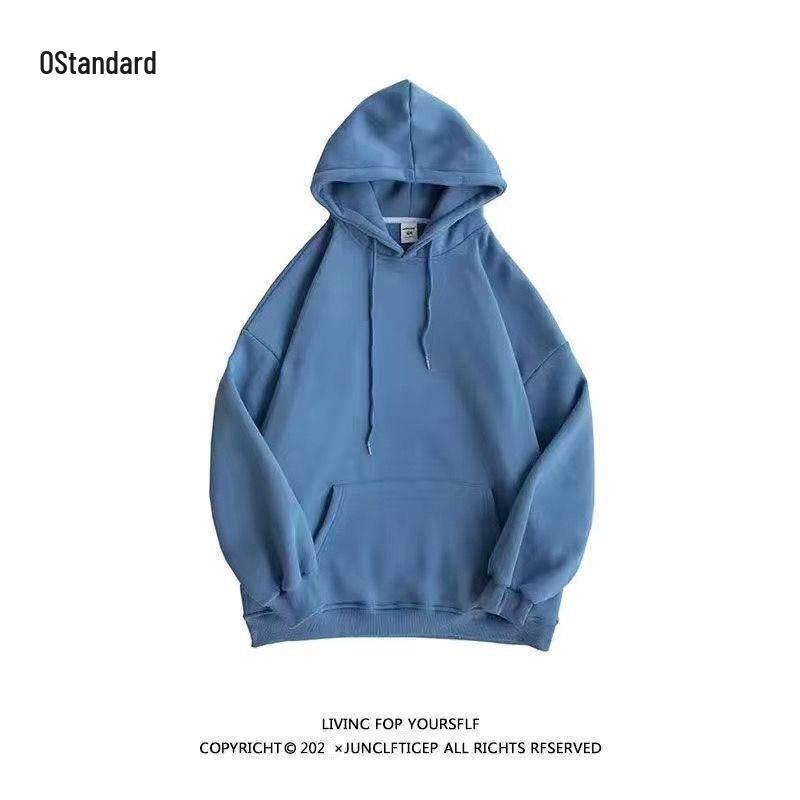 Men's Thick Velvet Hoodie - Solid Color, Trendy Korean Style for Autumn/Winter