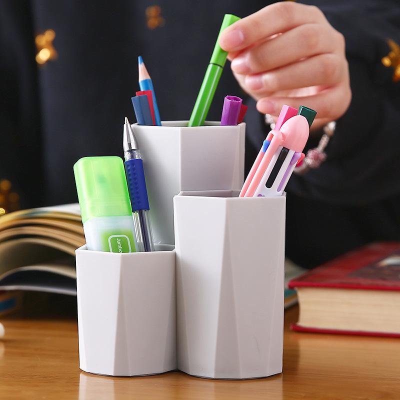 Cosmetic Brush Holder 3 Lattices Makeup Organizer Eyebrow Pencil Makeup Brush Storage Box Pen Container Polish Nail Brush Holder