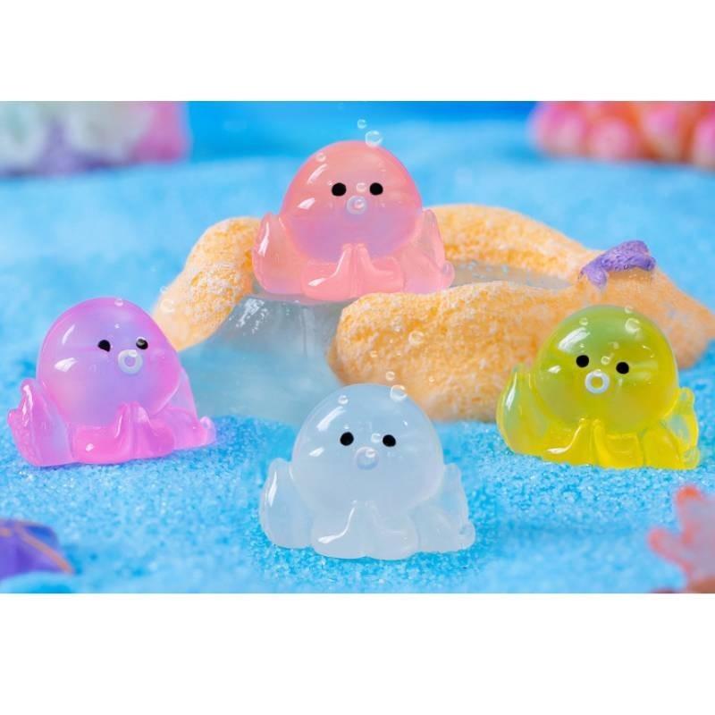 Colorful Glowing Mini Octopus Resin Decoration For Aquarium And Terrariums