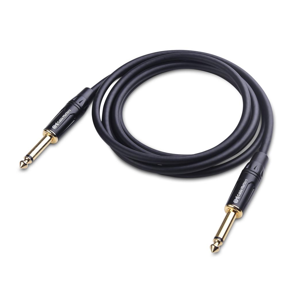 Cable Matters Guitar Cable, 1.8m, Shielded, Set of 2, 6.35mm Mono Plug, TS Straight Plug, for Instruments