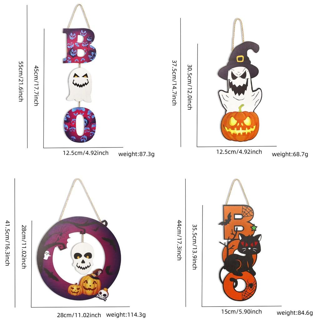 Läskiga Halloween-träskyltar med dödskallemotiv för feststämning