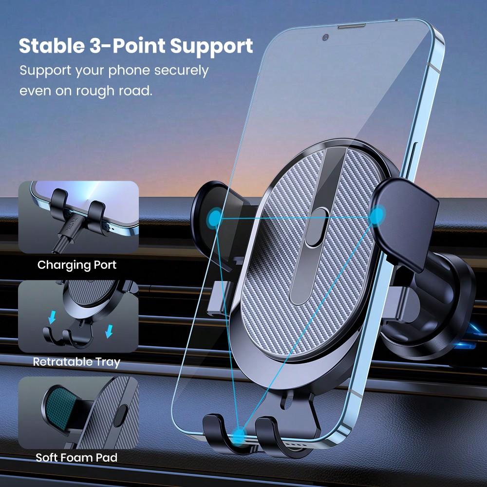 

Car Phone Holder Mount, [Upgrade Auto Locking] Universal Phone Holder With Hook Clip For Car Air Vent Compatible With Cellphones one-size чёрный