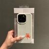 A Striped Floral Print Lychee-Textured Phone Case, Suitable for iPhone 17, 16, 15, Plus, Pro, Max Series Phones—Can Be Used as a Gift
