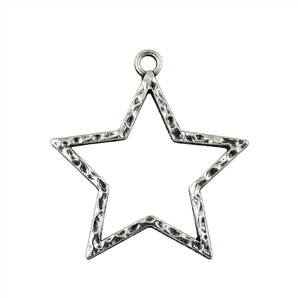 Nested Star Charms Multi Color Alloy Pendants For Double Star Themed Jewelry